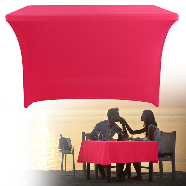 Spandex Table Cover For 6 Foot Rectangle Tables 6 Pack Tablecloth Elastic 6ft Folding Tablecloths For Vendor Booth Display Banquet Buffet Event Craft