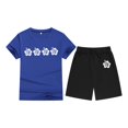thumbnail image 4 of GDREDA Ensemble de Mini Pantalons T-Shirt Imprimé à Col Rond et Manches Courtes pour Enfants Garçons et Filles Bleu, 6-7 Ans, 4 of 4
