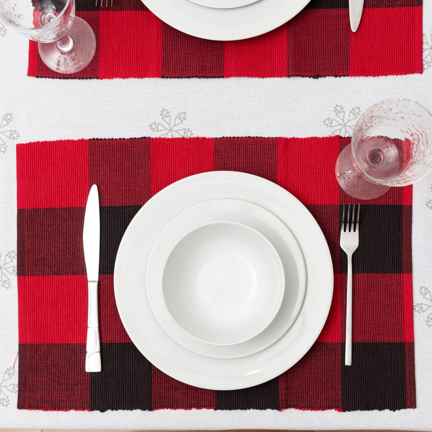 Set de 4 sets table en coton Buffalo Check Fabstyles, lavables machine, parfaits pour la cuisine et à manger ou les tables d'extérieur