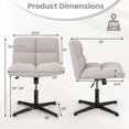 thumbnail image 3 of Costway Armless Office Desk Chair Modern Swivel Vanity Chair with Adjustable Height Grey, 3 of 10