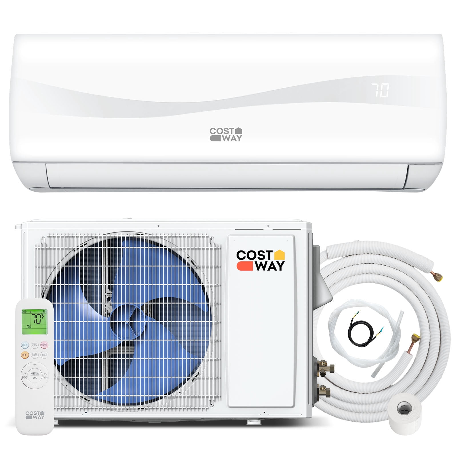 Costway Climatiseur mini-split 18000 BTU et chauffage 19 SEER2 1250 pi² de couverture