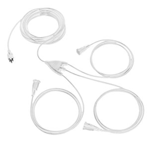 Iron Forge Cable White 1 to 3 Outdoor Extension Cord Splitter 28 Ft (40 Ft Total Length) - 16 Gauge Power Cord, 3 Prong, 3 Outlets 16/3 SJTW