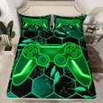 thumbnail image 2 of Erosebridal Game Player King Sheet Sets, Green Gamepad Bedding King Size, Checkered Abstract Decor, 2 of 7