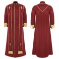 thumbnail image 1 of Moggemol Robe d'Église pour Hommes avec Étole Costume de Prêtre Jeu de Rôle Manches Longues Croix Dorée Rouge m, 1 of 7