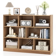 Patiojoy Wood Storage Cube Bookcase 3 Tier 8 Cube Open Shelf Storage Cabinet with Anti-Toppling Devices Multipurpose Bookshelf Natural