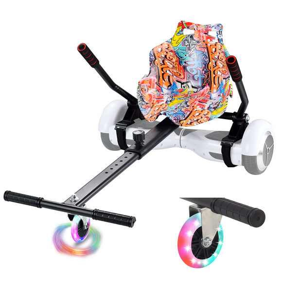 BIIST Hoverboard Go Kart Attachment with Flash Wheel Hoverboard Seat Hoverboard Attachment for All Ages Universal Hoverboard go Kart Attachment for Adjustable Hoverboard go Kart for Most Hoverboards