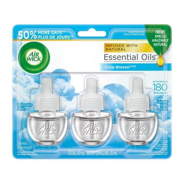 Air Wick Désodorisant Électrique, Recharges d'Huile Parfumée, Brise Fraîche, 3 Recharges