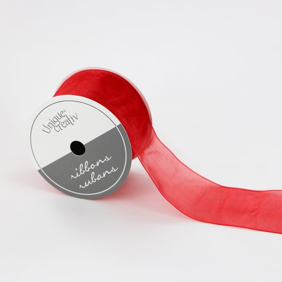 UNIQUE CREATIV, Ribbon, Organza, Red, 38mm × 2.7m (1.5" × 9ft)