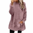 thumbnail image 1 of KIHOUT Hauts pour Femmes Printemps Hiver Col Rond Peluche Ample Couleur Unie avec Poche Chaud Blouse à Manches Longues Hauts, 1 of 6