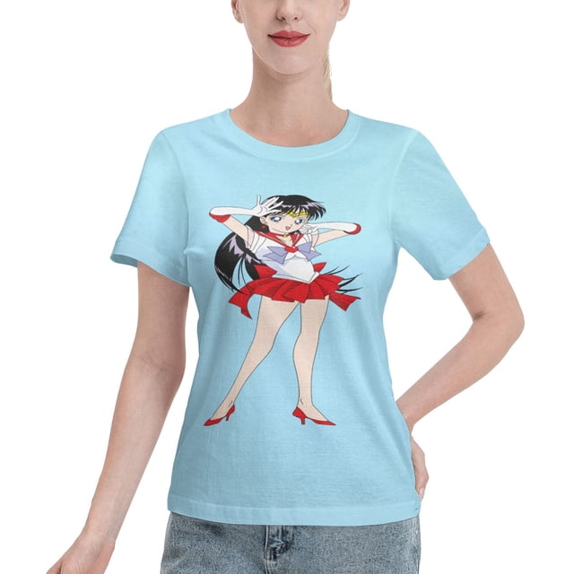 T-Shirt Basique à Manches Courtes pour Femmes Sailor Moon Rei Hono