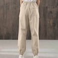 thumbnail image 5 of Timegard Cotton Linen Pants pour Femmes, Taille Élastique, Bas Resserré, Pantalon Court Décontracté d'Été avec Poches, 5 of 5