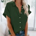 thumbnail image 2 of Timegard Womens Tops Button down Short Sleeve Lapel V-Neck Top Summer Casual Shirts with Pockets Blouse, 2 of 6