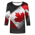 thumbnail image 4 of Amzcrzy Hauts pour Femmes Tendance à Imprimé de Feuille d'Érable T-Shirts de la Fête du Canada Décontractés Col Rond Manches 3/4 Hauts d'Été pour Femmes Confortables Basiques Hauts de Sortie, 4 of 5