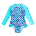 thumbnail image 1 of Sunnyoo Little Girl's Long Sleeve Zip-Up Rash Guard One-Piece Swimsuit Bathing Suit, 1 of 5