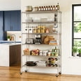 thumbnail image 3 of FDW 6-Tier Heavy Duty Wire Shelving Unit, Wheels, Adjustable Metal Storage Rack for Garage, 2100 Lbs Capacity, Chrome, 3 of 7