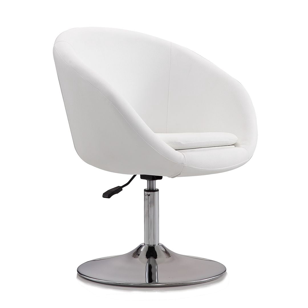 Manhattan Comfort Chaise Réglable en Hauteur en Similicuir Blanc et Chrome Poli