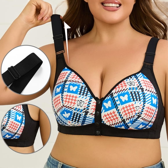 Warop Women's Bra with Front Closure, Strappy , and Printed for Daily Wear