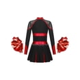 thumbnail image 2 of Hansber Déguisement d'Halloween pour Filles Enfants, Costume de Pom-Pom Girl pour Fête, Uniforme de Cheerleading à Manches Longues, Robe de Danse avec Pompon, Noir&Rouge 14, 2 of 6