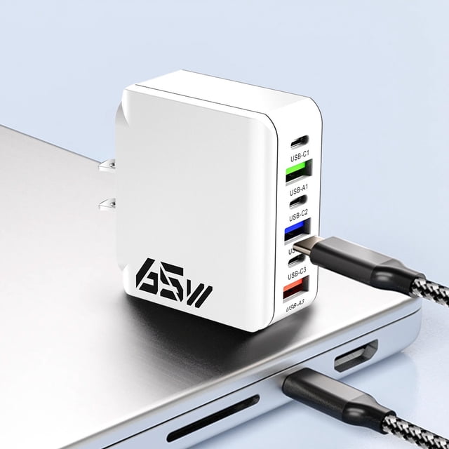 US Standard 65W Multi Port Fast Charging Charger 6-in-1 USB Fast Charging Head Compatibled With Multiple Devices