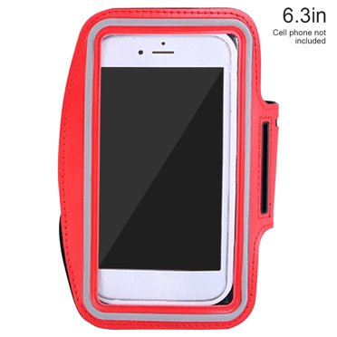 Langgg Arm Bag Sport Phone Holder Pouch Fitness Armband Case Sleeve for 6.3 Inches Cellphone, Red