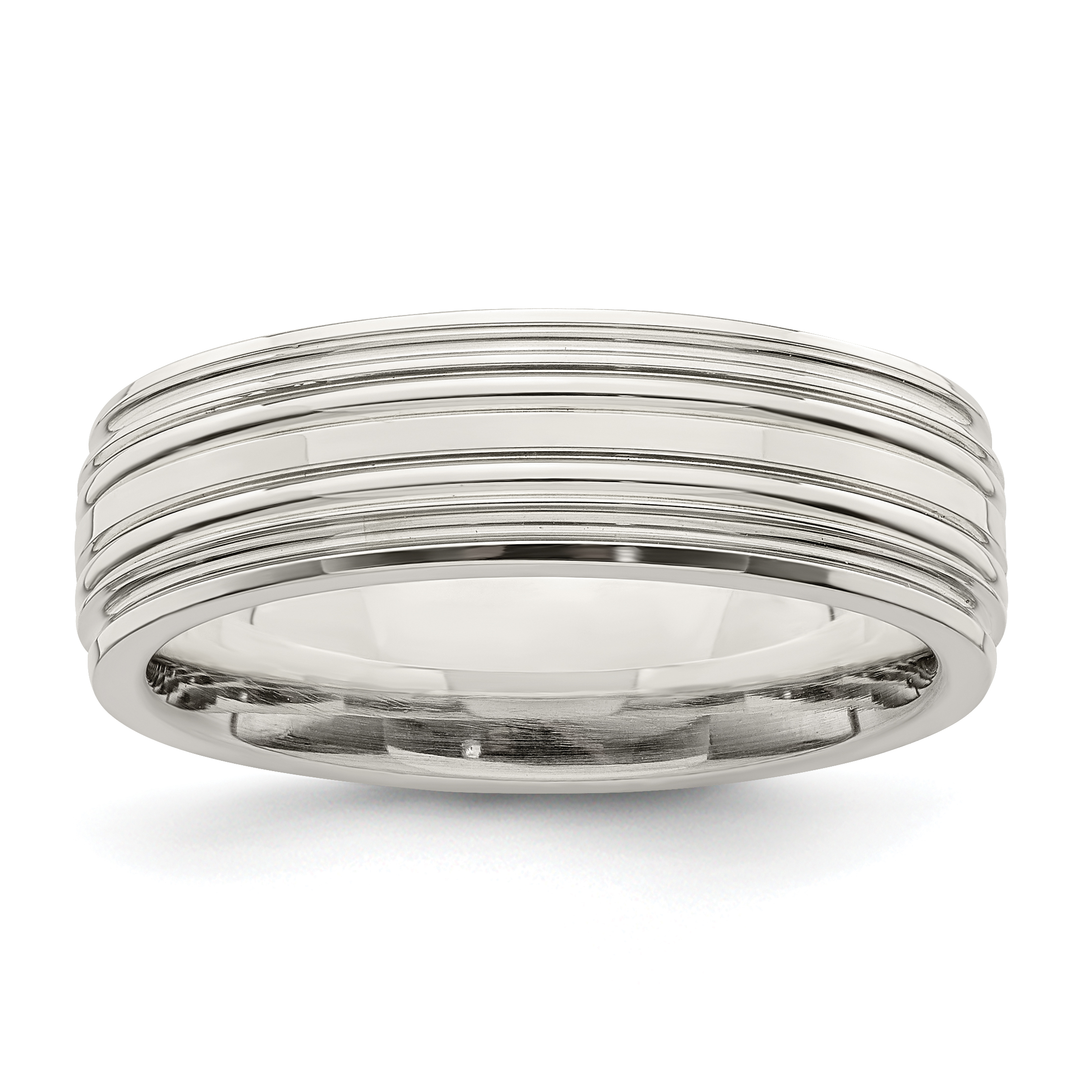 925 Sterling Silver 6mm Polished Fancy Size 13.5 Band Ring