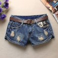 thumbnail image 2 of B91xZ Women's Mid Length Shorts Ripped Denim Destroyed Mid Rise Stretchy Bermuda Shorts Jeans,Blue XXL, 2 of 5