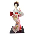 thumbnail image 1 of 12" Japanese Geisha Collectible Figurine Lady Statuette for Home Table Shelf White and Pink, 1 of 8
