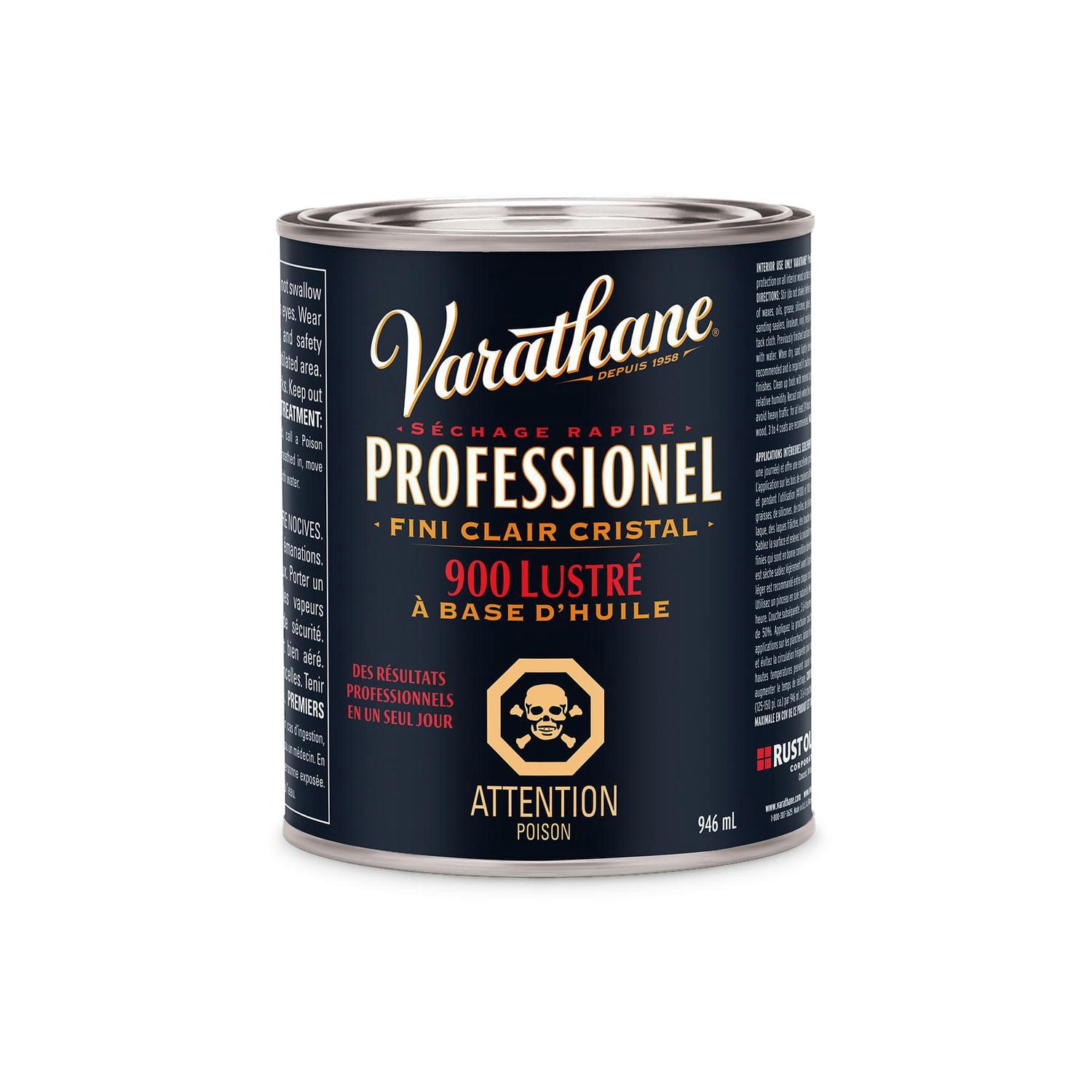 Varathane Finition Intérieure pour Bois à Base d’Huile Professionnelle, Brillante Transparente 236 ml