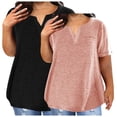 thumbnail image 1 of tarylea 2PC Womens Plus Size Short Sleeve Shirts Solid Color T Shirts Round Neck Plain Basic Tees, 1 of 3