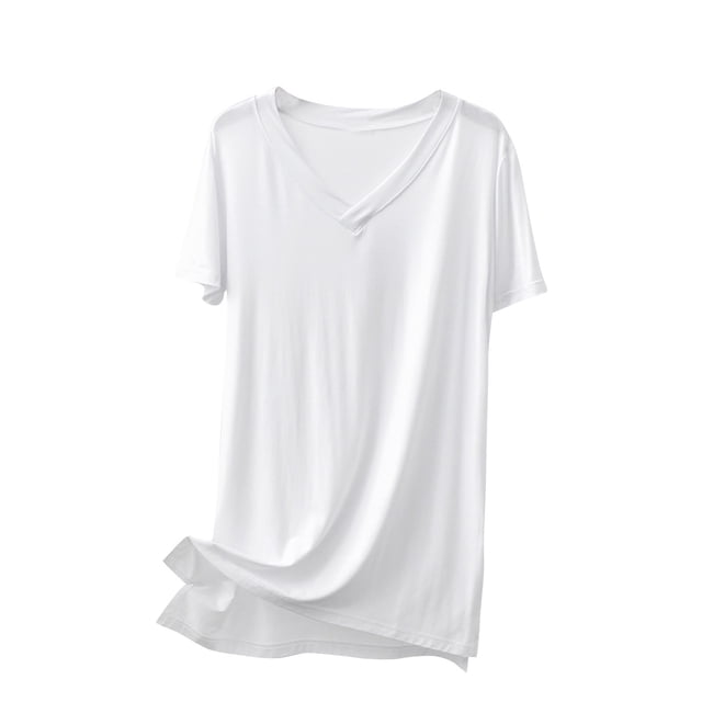 Birdeem T-Shirt de Base Mince Décontracté pour Femme, Coupe Ajustée, Longueur Moyenne, Manches Courtes, Col Rond
