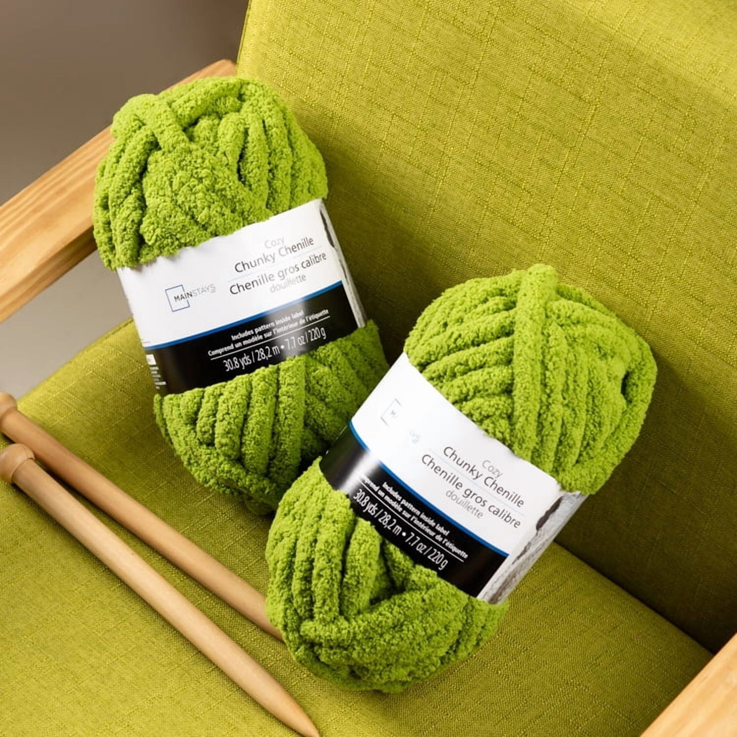 MS Chenille Gros Calibre Chartreuse Fil Polyester