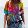 thumbnail image 1 of SMihono Hauts pour Femmes Été Chic Décontracté Mode T-Shirt d'Été pour Femmes Imprimé à Manches Courtes Col Rond T-Shirt Décontracté Hauts Tee Grande Taille T-Shirt, 1 of 3