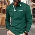thumbnail image 3 of QIPOPIQ Polo pour Homme à Manches Longues Mode Col à Rayures Diagonales T-Shirt Classique Décontracté Liquidation, 3 of 10