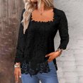 thumbnail image 2 of Timegard Hauts pour Femmes en Dentelle à Encolure Carrée à Manches Longues Blouse Unie d'Automne Chic Décontractée Tunique, 2 of 6