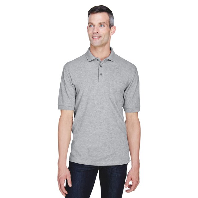 Harriton Polo Homme 5.6 oz. Easy BlendTM avec Poche