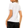 thumbnail image 3 of INSPIRE CHIC T-Shirt Décontracté en Velours Blanc à Col Rond et Manches Courtes pour Femmes, 3 of 8