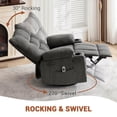 thumbnail image 4 of Swivel Rocker Recliner Chair with Heat and Massage&Adjustable Footrest for Elderly Adults,360° Swivel Rocking Sofa with Handrail and Backrest &Cup Holders Overstuffed Cushion for Back Pain Relief, 4 of 6