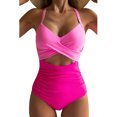 thumbnail image 2 of Innerwin Maillot de Bain Dégradé pour Femmes Surf Manches Longues Dos Nu une Pièce Rose + Rose Rouge TG, 2 of 4