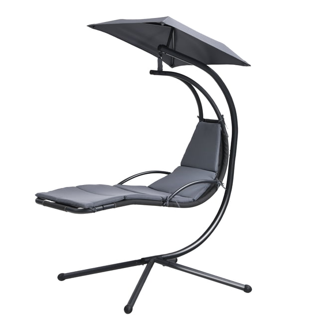 Topbuy Outdoor Hanging Chaise Lounge Chair Floating Chaise Swing Lounger - Set of 1, Gray