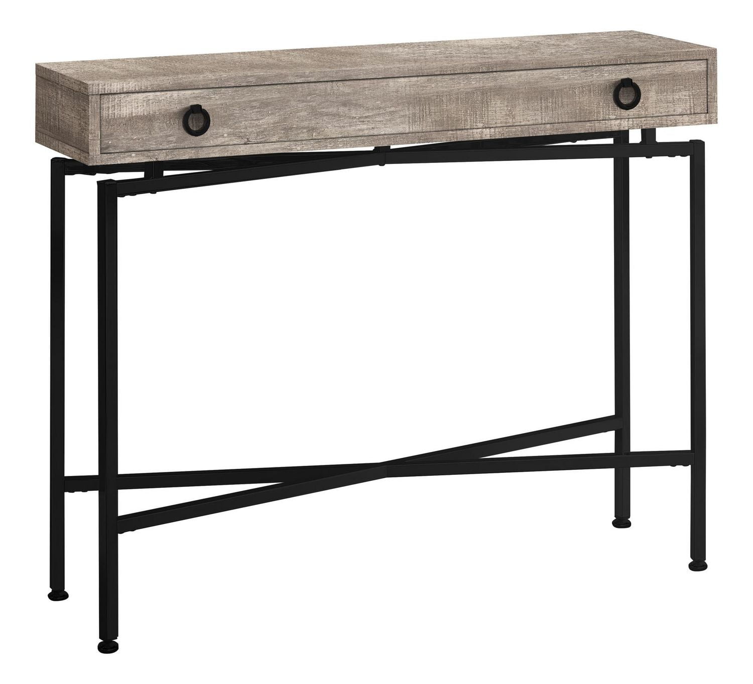 Monarch Specialties Table D'appoint, Console, Entrée, Étroit, Sofa, Tiroir De Rangement, Salon, Chambre À Coucher, Métal, Stratifié, Beige, Noir, Contemporain, Moderne