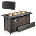 thumbnail image 1 of Costway 45" Propane Rattan Firepit Table with Glass Stones & Protective Cover Metal Frame, 1 of 10