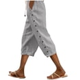 thumbnail image 1 of Plebaso Womens Capris Pants 2025 Summer Drawstring Casual Pants Lightweight Cropped Pants with Pockets, 1 of 7