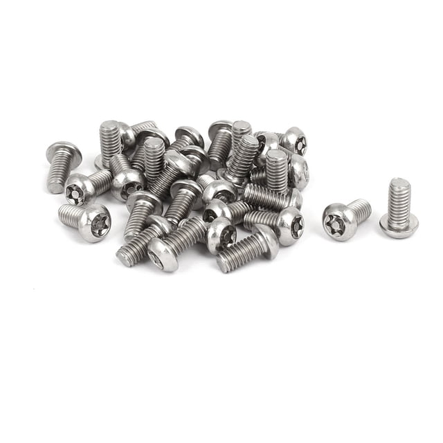 Unique Bargains M6x12mm 304 Acier Inoxydable Tête de Bouton Torx Sécurité Vis Inviolables 30pcs