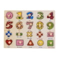 thumbnail image 1 of Jindong Kids Wooden Peg Puzzles Set with Alphabet Numbers Fruits Animals and Vehicles, 1 of 9