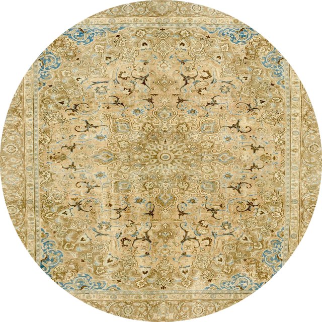 Ahgly Company Tapis d'Intérieur Ronds Abstraits Jaunes Abstraits pour Aire, 7 Pieds Rond