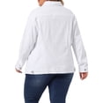 thumbnail image 3 of Agnes Orinda Women's Plus Size Jean Jacket Stitching Button Washed Denim Outerwear Coat 3X White, 3 of 6