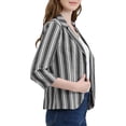 thumbnail image 4 of INSPIRE CHIC Blazer à Rayures pour Femme Manches 3/4 Décontracté Ouvert à l'Avant Revers Cranté Blazer S Noir Blanc, 4 of 8