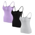 thumbnail image 1 of Timegard Camisoles pour Femmes 3 Pcs avec Soutien-Gorge Intégré Col Rond Bretelles Spaghetti Ajustées Douces Maillots de Corps Décontractés Hauts de Pyjama, 1 of 6