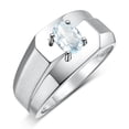 thumbnail image 4 of RYLOS Men's Rings Sterling Silver Ring Classic Solitaire 7X5MM Oval Shape Gemstone Designer Band Aquamarine March Birthstone Rings For Men Size 11, 4 of 5