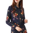 thumbnail image 5 of Allegra K Robe-Chemise à Fleurs pour Femme à Revers, Boutonnée, avec Ceinture, TG Bleu Foncé, 5 of 5